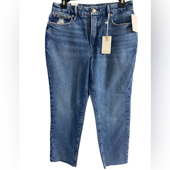 Good American jeans cropped raw hem‎ indigo Sz 27 NWT $145 - Picture 1 of 8